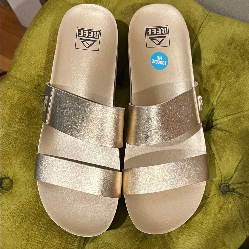 Reef Women's Metallic Gold Slide Sandals